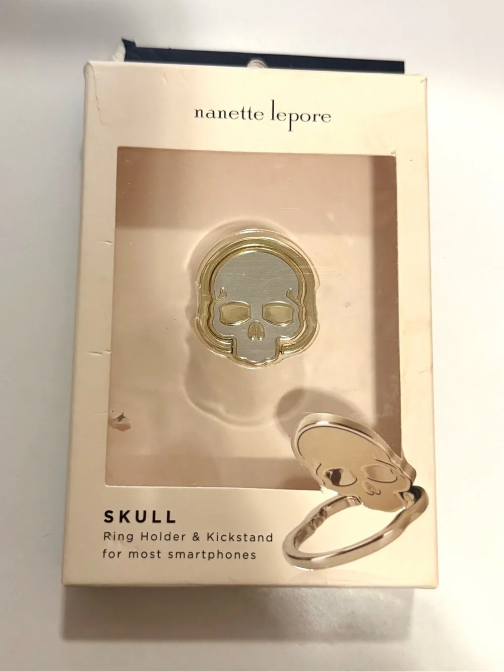 ¡NWT! Nanette Lepore Gold & Silver Skull Ring Phone Grip & Kickstand